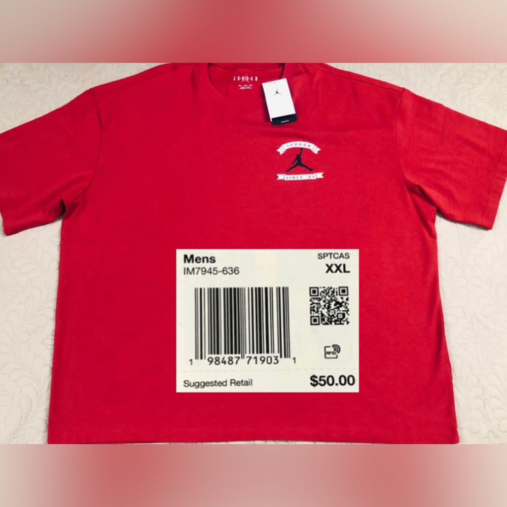 NEW..MEN XXL OVERSIZED JORDAN REISSUE TEE.(RED)..THICKER..HEAVIER..LOOSE